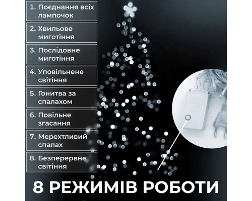 Гирлянда нить 22 м 500 LED белая 8 режимов GarlandoPro W500LEDW